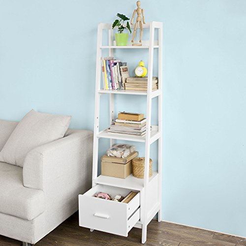 SoBuy Estantería en Escalera de Madera, Estanterías Librerias, Estanterias de Diseño, FRG116-K-W, ES