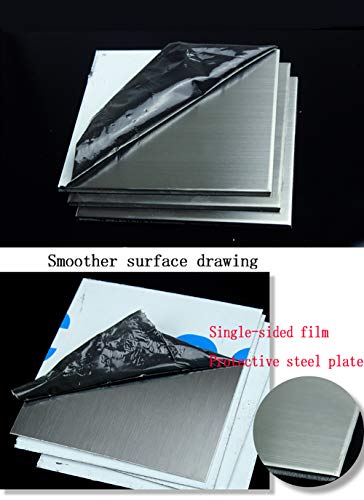 SOFIALXC 304 Lámina De Acero Inoxidable Cepillado 80x80mm/3.15x3.15inch-Thickness: 2mm 5PCS