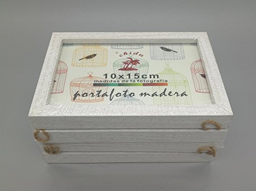 Solagua Marco de Madera para Pared Portafotos Vintage para Colgar Marcos de Foto Decorativo (Vertical 4 * 10x15cm, Crudo)