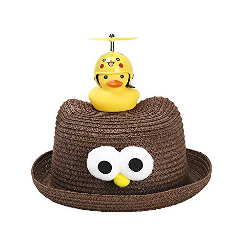 Sombrero para niños Verano Nueva versión Coreana del Casco Lindo Super Lindo pequeño Pato Amarillo bebé Sombrero para el Sol Sombrero de Paja para niños