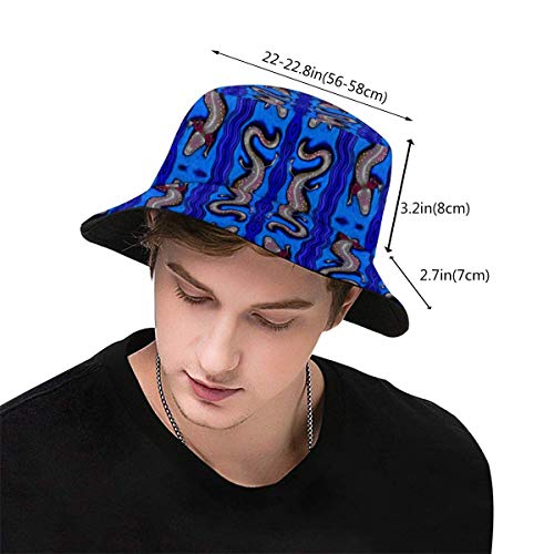 Sombreros De Cubo Impreso Salamandra Stripe Fisherman Poliéster Sombrero, Casual Travel Headgear Sun Hat Negro