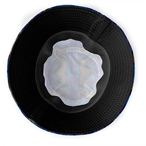 Sombreros De Cubo Impreso Salamandra Stripe Fisherman Poliéster Sombrero, Casual Travel Headgear Sun Hat Negro