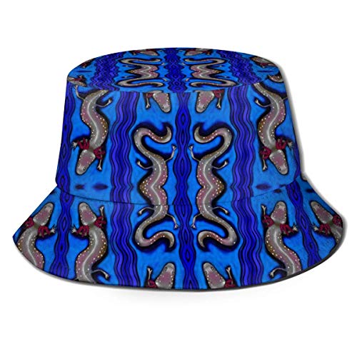 Sombreros De Cubo Impreso Salamandra Stripe Fisherman Poliéster Sombrero, Casual Travel Headgear Sun Hat Negro