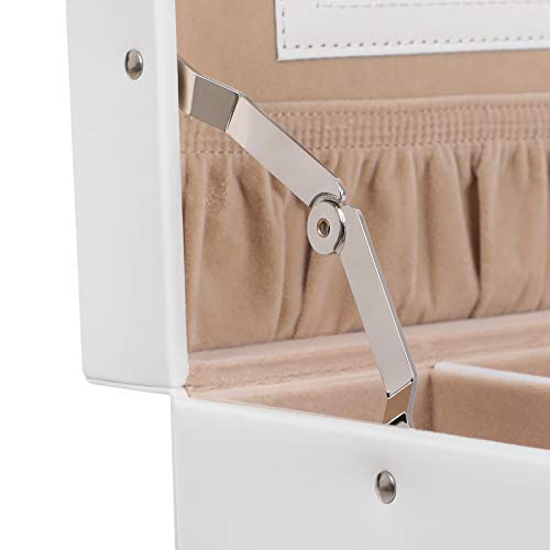 SONGMICS Caja Joyero 3 niveles, Estuche de Joyas con Cerradura, con joyero de viaje, Blanco JBC126W