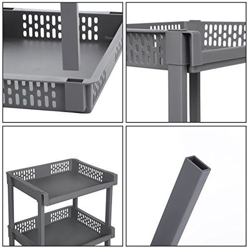 SONGMICS Carrito de Cocina con Ruedas, Estantería de 3 Niveles, 61 cm de Alto, para Cocina, Oficina, Baño, Gris KSC03GY