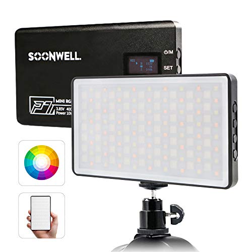 SOONWELL Luz LED RGB Vídeo Portátil Foco Iluminación Fotografía Todo Color Antorcha LED Cámara Recargable para Youtube y Fotografía, 2500K-8500K Ajustable, CRI 96+/TLCI 98+ con Soporte y Cable Tipo-C