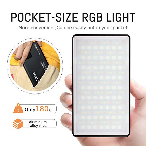 SOONWELL Luz LED RGB Vídeo Portátil Foco Iluminación Fotografía Todo Color Antorcha LED Cámara Recargable para Youtube y Fotografía, 2500K-8500K Ajustable, CRI 96+/TLCI 98+ con Soporte y Cable Tipo-C