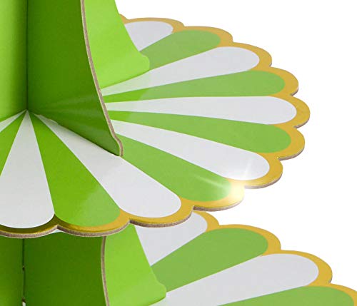 Soporte de 3 pisos para magdalenas, decoración de cupcakes, cartón, 3 pisos, para tartas, muffins, tamaño grande verde