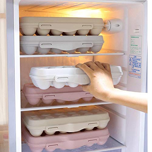 Soporte para huevos cubierto 12/18 - Bandeja de plástico para huevos dispensador caja de cartón organizador de almacenamiento apilable con tapa transparente 30x15x6.5cm rosa