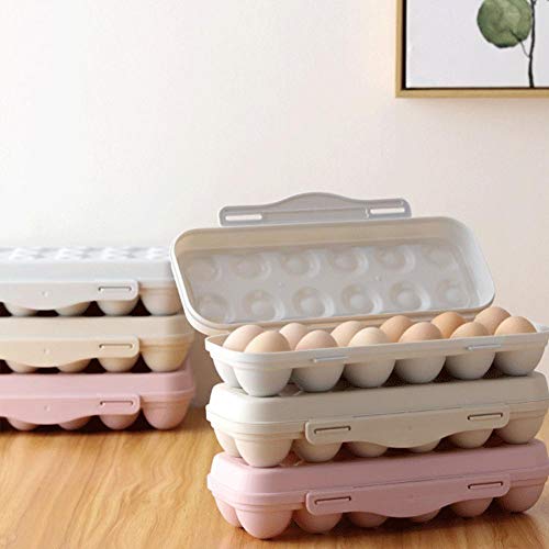 Soporte para huevos cubierto 12/18 - Bandeja de plástico para huevos dispensador caja de cartón organizador de almacenamiento apilable con tapa transparente 30x15x6.5cm rosa