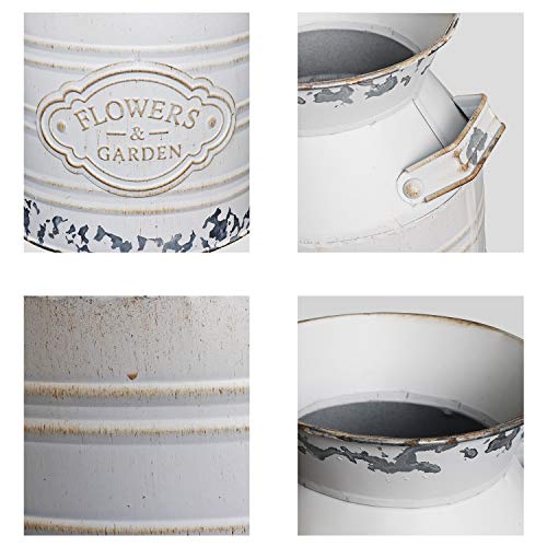 Soyizom Estilo rústico de Lata de Leche de Lata galvanizada florero de Metal Jarra de Flores Jarra Olla para Granja Vintage país primitivo decoración del hogar
