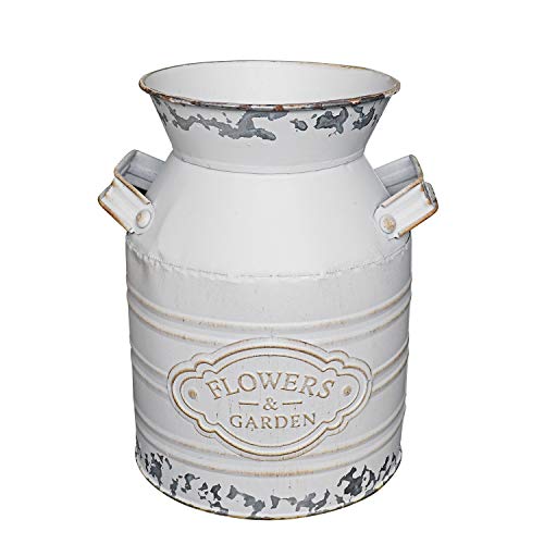 Soyizom Estilo rústico de Lata de Leche de Lata galvanizada florero de Metal Jarra de Flores Jarra Olla para Granja Vintage país primitivo decoración del hogar