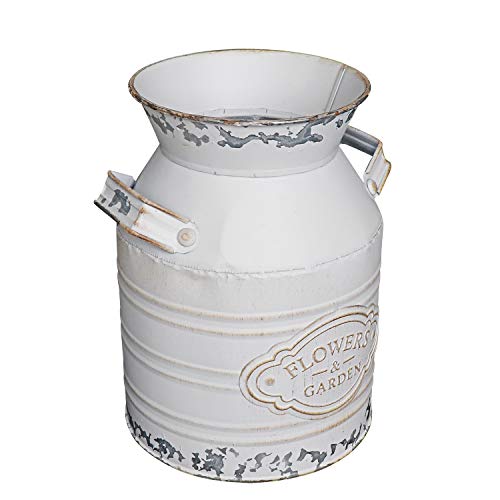 Soyizom Estilo rústico de Lata de Leche de Lata galvanizada florero de Metal Jarra de Flores Jarra Olla para Granja Vintage país primitivo decoración del hogar
