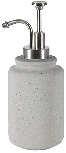 Spirella - Juego de 5 accesorios para baño (cerámica, dispensador de jabón, jabonera, caja de almacenamiento y vaso para cepillos de dientes, color gris