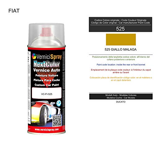 Spray Pintura Coche 525 GIALLO MALAGA - Aerosol pintura para reparar carrocería 400 ml producido por VerniciSpray