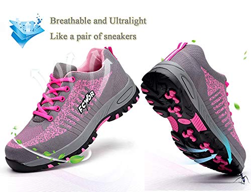 SROTER Unisex Zapatillas de Seguridad con Puntera de Acero Hombre Mujer Zapatos de Trabajo Transpirables Antideslizante Ligeras Comodas Zapatillas de Senderismo