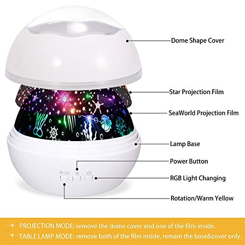 Starry Night Light Projector, Lámpara LED Star Moon Projector Giratorio Night Light Sleep Chupete para bebés
