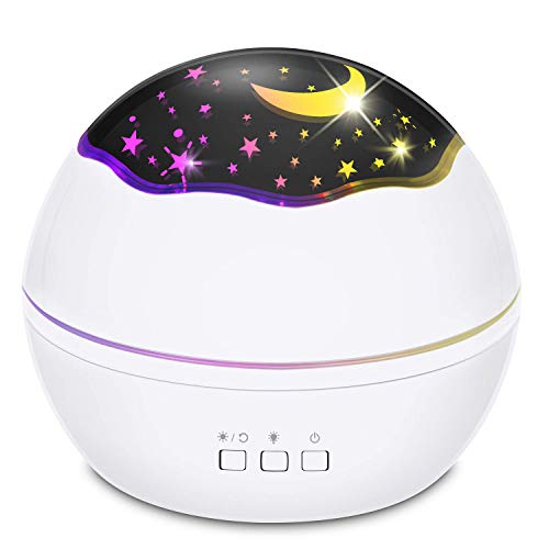 Starry Night Light Projector, Lámpara LED Star Moon Projector Giratorio Night Light Sleep Chupete para bebés