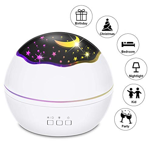 Starry Night Light Projector, Lámpara LED Star Moon Projector Giratorio Night Light Sleep Chupete para bebés