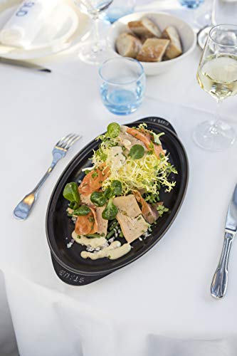 STAUB Dish Fuente Ovalada para Pescado, Hierro Fundido, Negro Mate, 31 cm