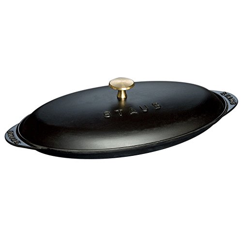 STAUB Dish Fuente Ovalada para Pescado, Hierro Fundido, Negro Mate, 31 cm