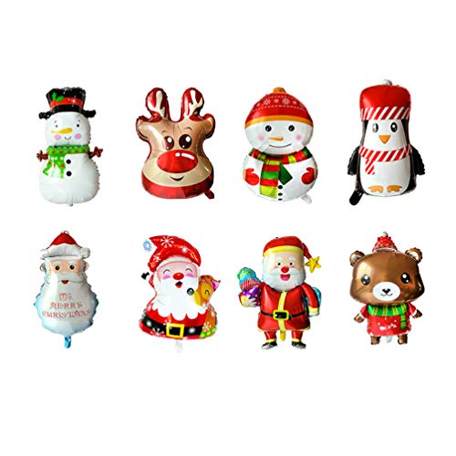 STOBOK 8 Piezas Globo de Navidad de Aluminio Decoraciones Globos de Navidad Accesorios de Foto Decoración de Fiesta Banquete Nochebuena Año Nuevo