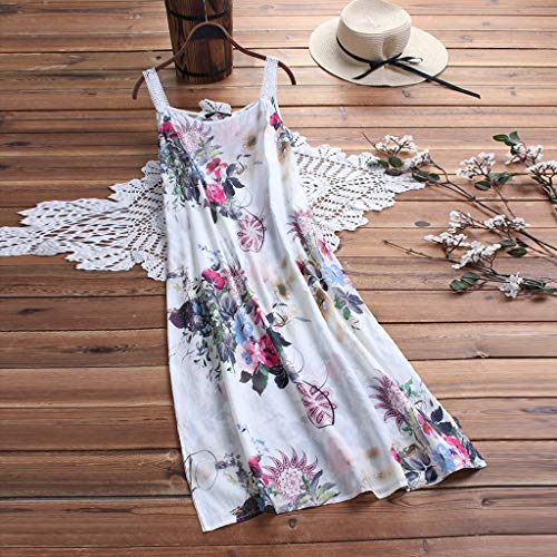 Suitray - Vestido de mujer, tallas grandes, estampado floral, vestido de noche, vestido de cóctel, vestido de verano, moda de estrás, vestido de ocio XXXL Rosa