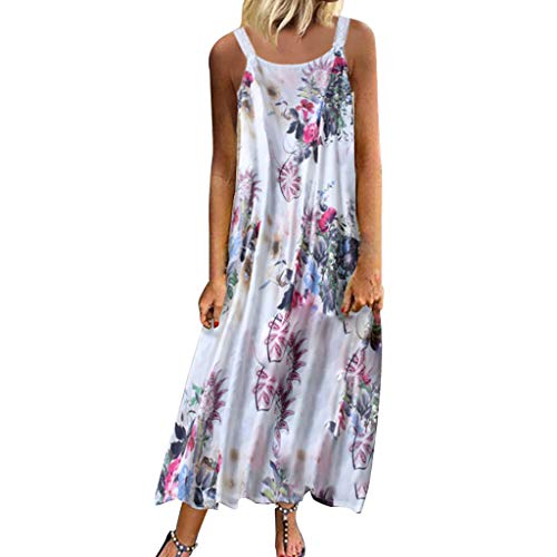 Suitray - Vestido de mujer, tallas grandes, estampado floral, vestido de noche, vestido de cóctel, vestido de verano, moda de estrás, vestido de ocio XXXL Rosa
