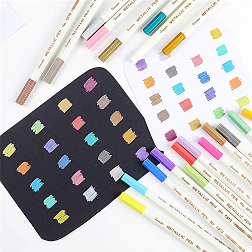 SUNSHINETEK Rotuladores metálicos 20 Plumas de pintura con brillo de colores surtidos para dibujo de álbum de fotos/Creación de álbumes de DIY/Creación de tarjetas (Consejo general)