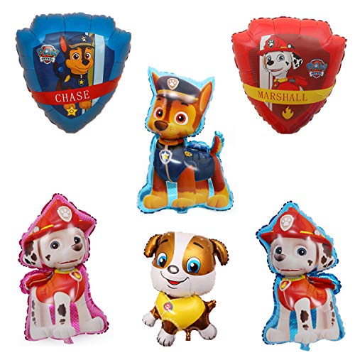 SUNSK Paw Dog Patrol Globos Foil Cumpleaño Balloons Decorar Fiestas Suministros Party Decoración Niños Regalo 6 Piezas