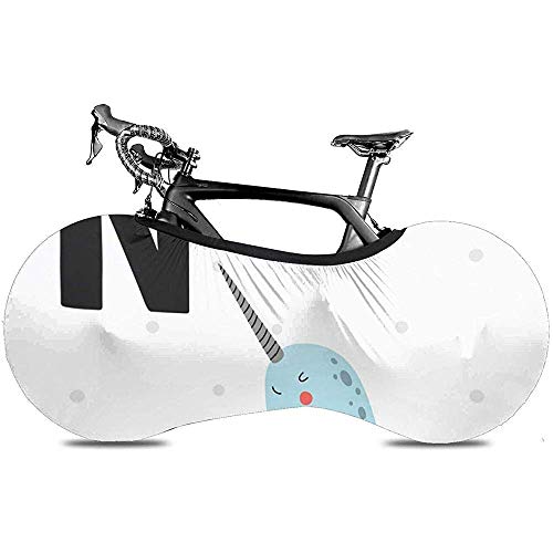 Sweet-Heart Cubierta de Rueda de Bicicleta, Protect Gear Tire Cubierta de Bicicleta - Libro ABC Alfabeto Lindo con Animales Letra N Narwhal Baby Cartoon