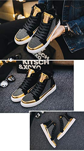 SXFGML Nuevos Hombres Deportivos Casuales Otoño Botas Altas para Hombres Tendencia De Moda Zapatos Brillantes para Hombres Zapatos De Otoño para Hombres Zapatillas Unisex Adulto,Plata,42