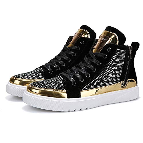 SXFGML Nuevos Hombres Deportivos Casuales Otoño Botas Altas para Hombres Tendencia De Moda Zapatos Brillantes para Hombres Zapatos De Otoño para Hombres Zapatillas Unisex Adulto,Plata,42