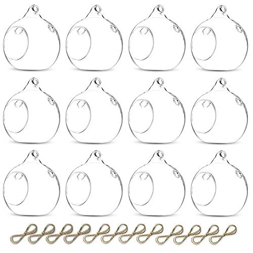 Sziqiqi 12 Piezas 80 Mm para Colgar Portavelas De Cristal Terrario Boda Portavelas Candelabro, Vidrio, Transparente, 12 Piezas