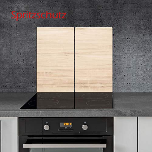 Tabla para Cubrir fogones, 2 Piezas, vitrocerámica, Madera, Beige, 2 x 30 x 52, Placas de cocción, Cristal, Cocina