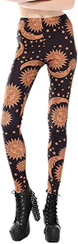 Tamskyt - Mallas leggings de cintura alta, estampadas, diseño de galaxia con estrellas, para mujer (tallas de XS a M) Sol y luna Talla única