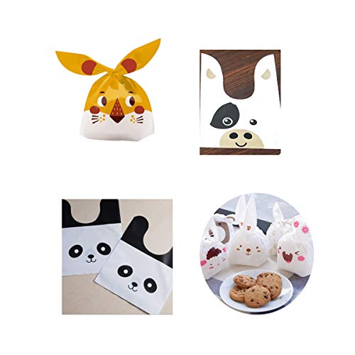 Tangger Bolsas Regalo Cumpleaños, 50 PCS Bolsa del Orejas de Animal para Galleta Frutos Secos,Caramelos,Chocolate Tortas Bolsas de Plástico para Regalo de Fiesta