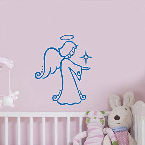 Tatuajes de pared azul pequeño ángulo que sostiene la vela habitación de los niños de vinilo decorativo etiqueta engomada diy dormitorio de vivero de vinilo mural 35X42CM