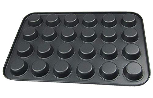 Tebery 24 Mini de Muffin Bandejas para Hornear Magdalenas, Antideslizantes, de Acero al Carbono, Juego de 2