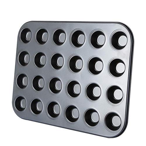 Tebery 24 Mini de Muffin Bandejas para Hornear Magdalenas, Antideslizantes, de Acero al Carbono, Juego de 2