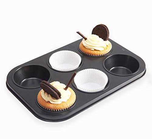 Tebery - Moldes para muffins, 2 unidades, antiadherentes para muffins, con conductividad térmica (molde para tartas de aprox. 6,5 cm de diámetro)
