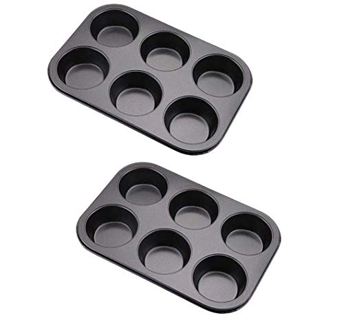Tebery - Moldes para muffins, 2 unidades, antiadherentes para muffins, con conductividad térmica (molde para tartas de aprox. 6,5 cm de diámetro)