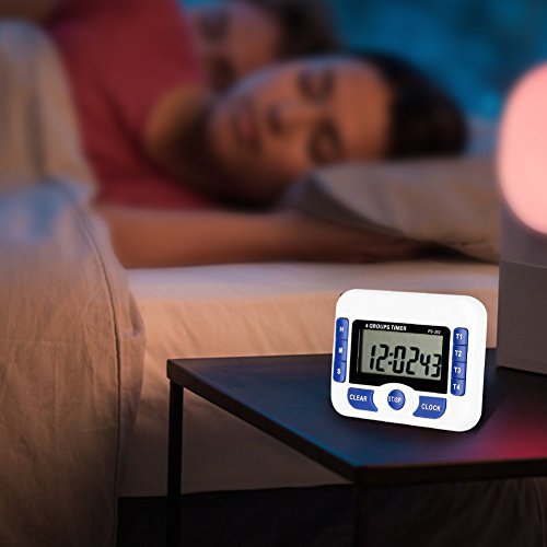 Temporizador de Cuenta Atrás Multi-Función de 4 Canales Temporizador de Cocina Digital para Cocinar 4 Grupos Temporizadores de Reunión de Laboratorio Magnético Establecidos con Función Despertador Dig
