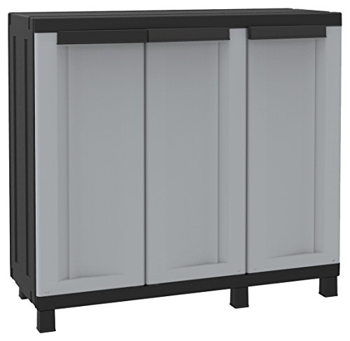 Terry Twist Black 102b Armario multifunción de 3 Puertas con Dos Separados desarollo Horizontal con 3 estantes y un Compartimento con desarrolo en Vertical, Gris/Negro, 102x39x91,5 cm