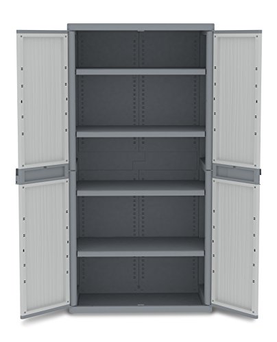 Terry Wave Jumbo 2900 Armario 2 Puertas Especialmente Espacioso con 4 internos. Capacidad máxima del Estante: 25 kg distribuidos de Forma Uniforme, Gris, 89,7x53,7x180 cm