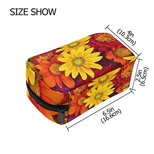 TIZORAX Gerbera Otoño Flor Colorido Floral Práctico Bolsa de Cosméticos Embrague Bolsa de Maquillaje Organizador Bolsa de Viaje