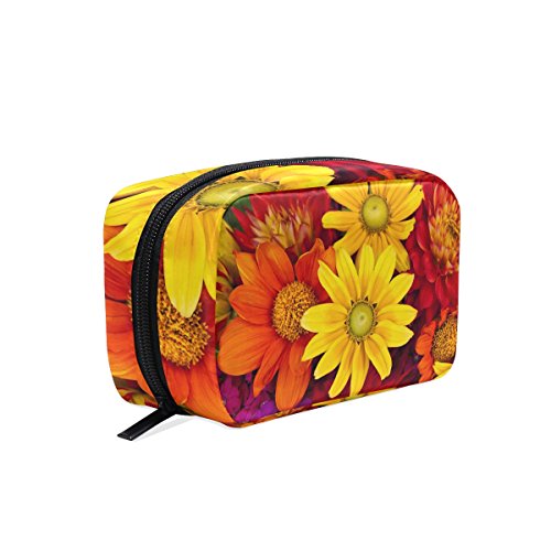 TIZORAX Gerbera Otoño Flor Colorido Floral Práctico Bolsa de Cosméticos Embrague Bolsa de Maquillaje Organizador Bolsa de Viaje