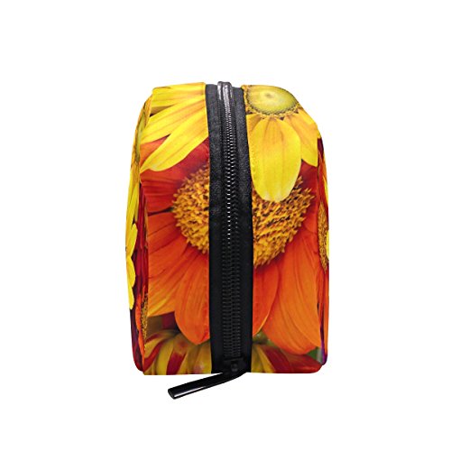 TIZORAX Gerbera Otoño Flor Colorido Floral Práctico Bolsa de Cosméticos Embrague Bolsa de Maquillaje Organizador Bolsa de Viaje