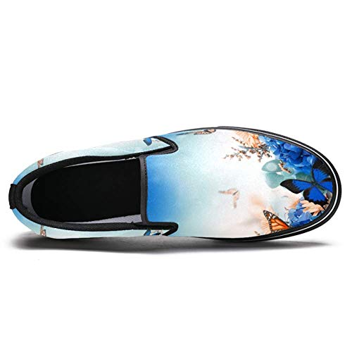 TIZORAX Hortensias y Margaritas con Mariposas mocasines sin cordones para mujeres y niñas, zapatos planos de lona, color Multicolor, talla 37 EU