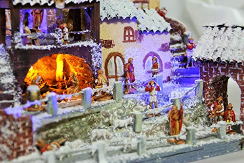 tl-company Pesebre Completo Hecho a Mano. Pieza única. Artesanal. con Figuras de Personajes. Casita. Luces Profesionales de LED. Material: Corcho y Madera. Listo para exhibir.